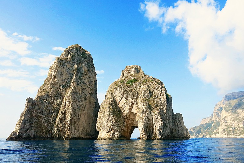 The rock arch in the water, Amalfi Coast, close to Capri Island