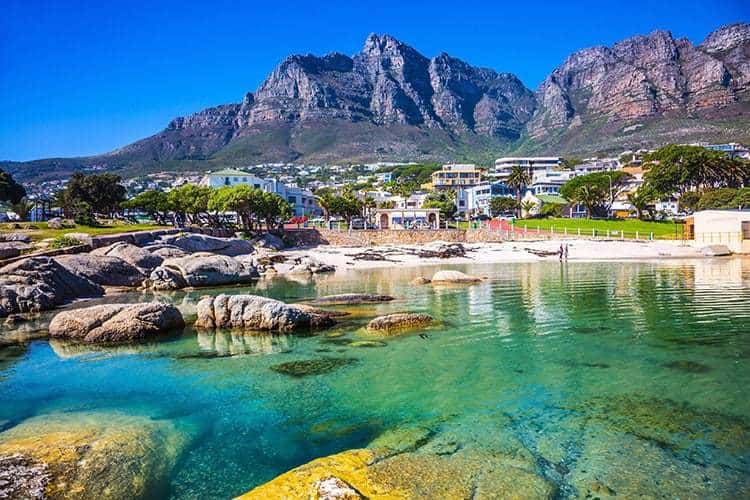 Cape Town in South Africa, photo of the rocks, mountains and the beach