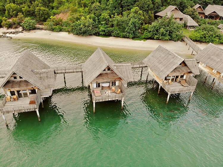 Telunas Resorts in Indonesia, view from the top of overwater villas
