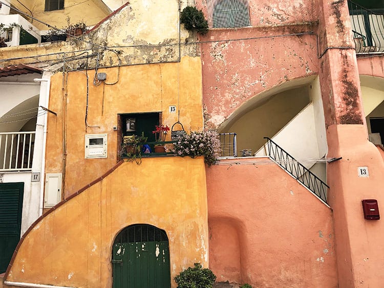 Casale Vascello, Procida in Italy, orange and red buildings