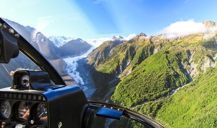 Activities in New Zealand with Kids - Flying over Fox Glacier