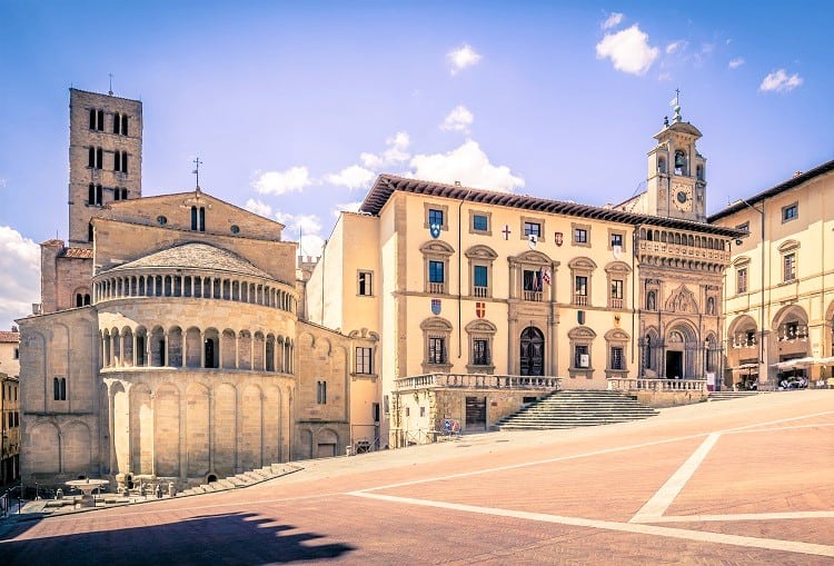 Arezzo Italy - Tuscany, Italy, photo of the church and buildings in the square