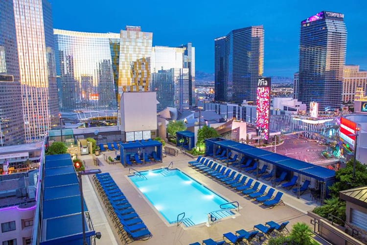 Hilton Vacation Polo Towers Suits Las Vegas, Nevada, USA, pool view with building around it